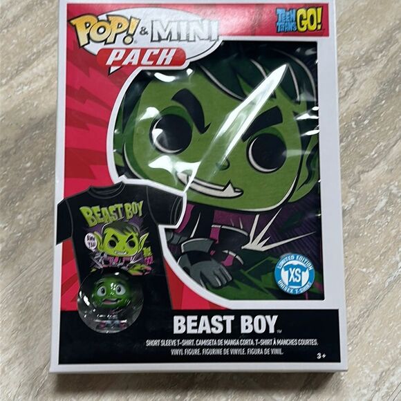 NWT Pop! & Mini pack Teen Titans Go! Beast Boy T-shirt and figurine - Picture 1 of 6
